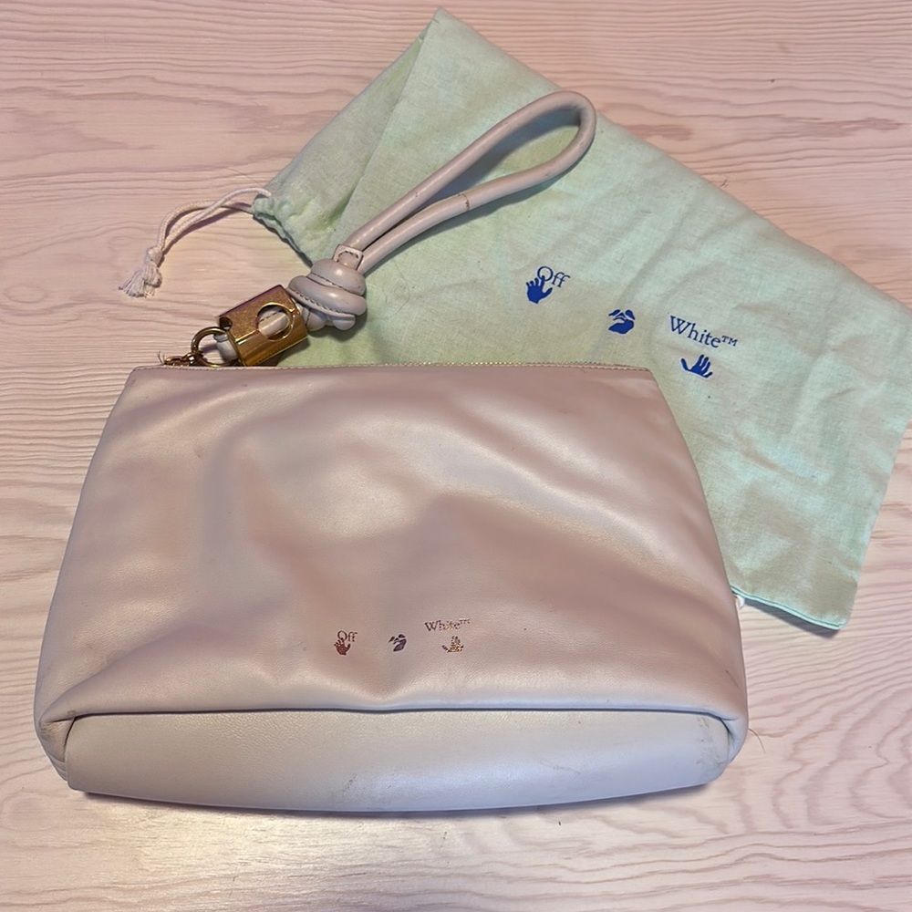 Off-white slider zipper pouch